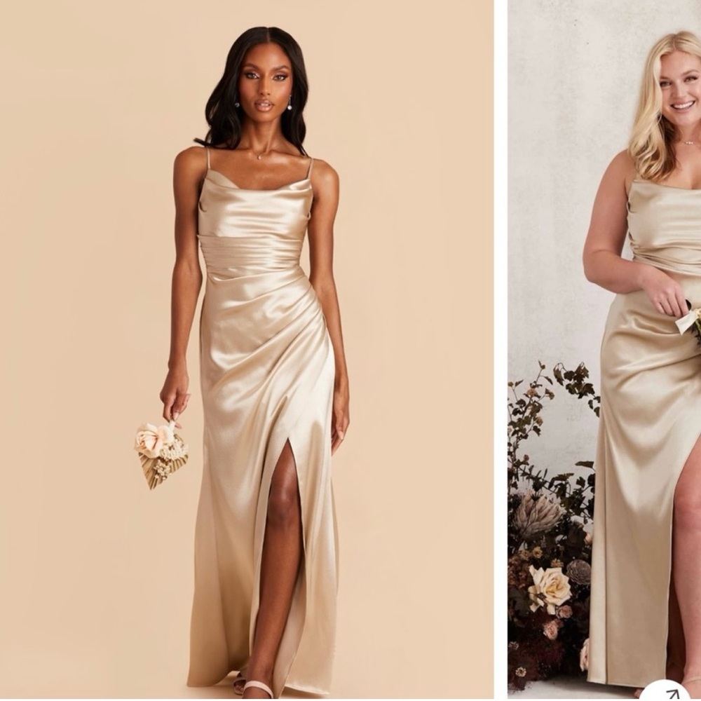 Birdy Grey Lydia Champagne Shiny Satin Maxi Dress